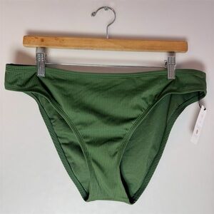 New Shade & Shore Green Ribbed Bikini Bottoms Size L